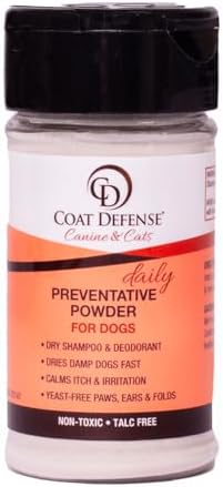 COAT DEFENSE - Preventive powder, made in the USA, waterless dog ...
