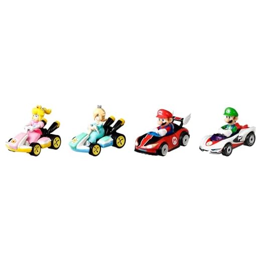 Hot Wheels Mario Kart Set of 4 Toy Vehicles (Styles May Vary)