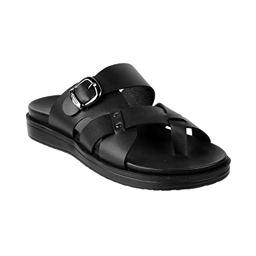 Image of Metro Men Leather Thong Slipper | Chappal | Open Sandal