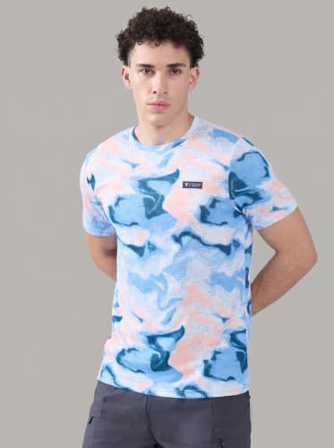 Image of TECHNOSPORT Men's Slim Fit Full Sleeve Round Neck T-Shirt, Double Cool Quick Dry Moisture Wicking Stretchable Sports Gym and Casual Wear