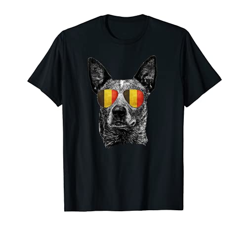 Belgium Dog Flag Sunglasses Football Soccer Lover Maglietta