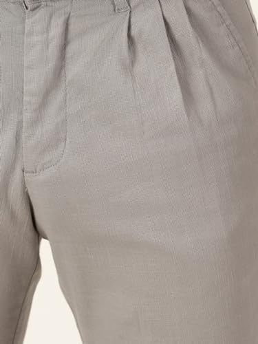 Image of Thomas Scott Men's | Solid | Breathable Fabric | 4 Pockets | Casual | Mid Rise | Regular Fit | Cotton Linen | Button Clouser | Chino Trouser | Pants