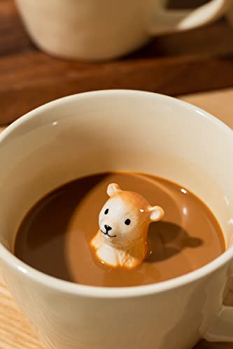Image of DIHOclub Bear Ceramic Cup Hidden 3D Animal Inside Mug,Cute Cartoon Handmade Figurine Mugs,Holiday and Birthday Gift for Coffee Milk Tea Lovers,12 OZ(Cream Color)