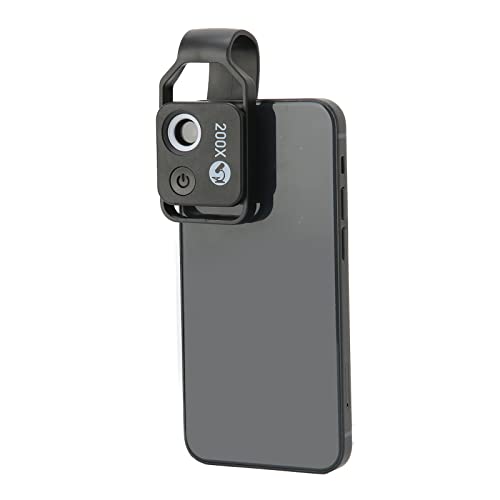 Image of APL-MS002 200x Phone Microscope, Mini Pocket Microscope with 6 LED Light Guides, 2 Levels Brightness Adjustment, Magnification Camera Macro Lens Kit with CPL
