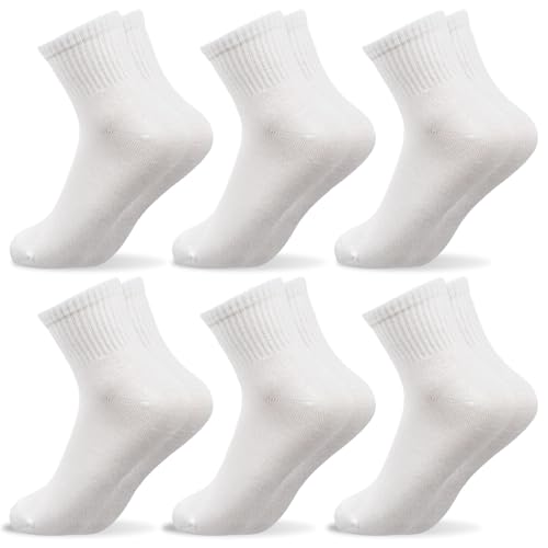 Bafiwu 6 Pairs Womens Socks Size 4-7 Multipack Quarter Socks White Ankle Socks Women White Sport Socks Womens Cotton Socks Woman Socks Ladies Socks (UK, Numeric, 4, 7, Regular, Regular, White)