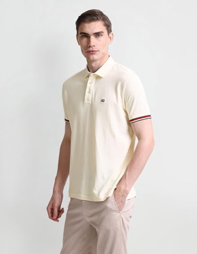 Image of Arrow Sport Men Regular fit Cotton Solid Short Sleeves Polo Shirt