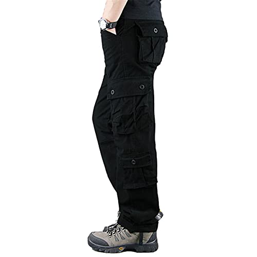 HARGLESMAN Men's Utility Cargo Work Pants Casual Relaxed Fit Overall Rip Stop Trousers with 8 Pockets