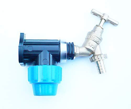 MDPE Compression Wall Plate Elbow (25mm) with 1/2" Brass Bib Tap & Hose Tail