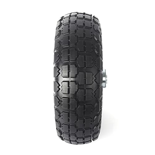 ar-pro 4-pack 10-inch solid rubber tire wheels - replacement 410350-434 flat free tire with 5834 bearings 2234 offset hub - perfect for lawn garden cart hand truck wheelbarrow utility cart