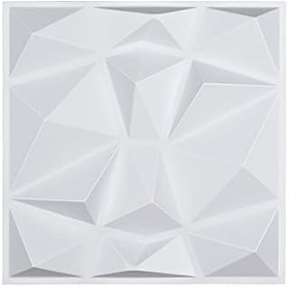 Art3d Decorative 3D Wall Panels in Diamond Design, 12"x12" Matt White (33 Pack)
