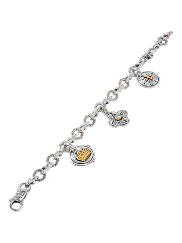 Sterling Silver Silver and 18K Gold Spinel Bracelet BKJ698-4782