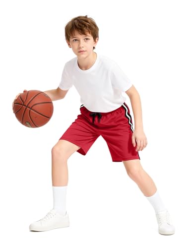 Image of Somaibo Boys Athletic Shorts, Kids Basketball Quick Dry Mesh Short for Youth Soccer Gym Sports Running