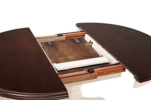 Sunset-Trading-Andrews-6-Piece-48-Round-or-66-Oval-Extendable-Dining-Set-Butterfly-Leaf-Table-Side-Board-Antique-White-and-Chestnut-Brown-Seats-6 Sunset Trading Andrews 6 Piece 48 Round or 66 Oval Extendable Dining Set Butterfly Leaf Table Side Board Antique White and Chestnut Brown Seats 6