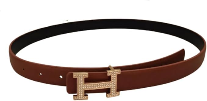 Kid's PU Leather Belt with Gold Rhinestone H Buckle | Girls & Boys Accessories
