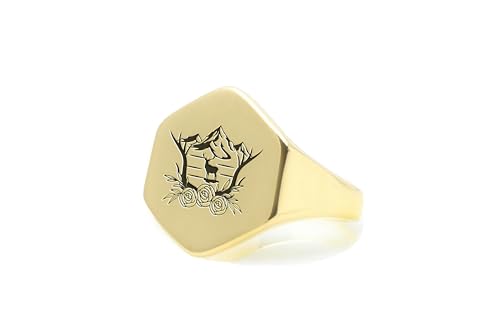 Bague gravure montagne et chevalière cerf personnalisée unisexe style nature