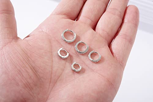 5 Pairs Tiny Huggie Hoop Earrings for Women, Lightweight Mini CZ/Cubic Zirconia Hoops Set for Women's Cartilage Helix Lobe Ear Piercings Small Hoop Earrings 5/6/7/8/9mm 7