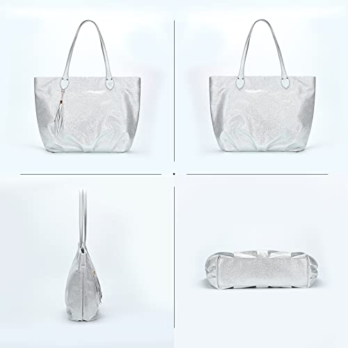 Bolso tote grande con lentejuelas y brillo para mujer miniatura 4