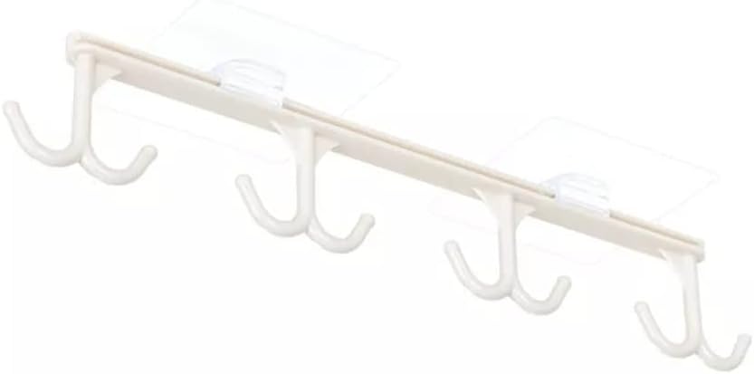 Kitchen Strong Hooks Cabinet Hanging Hook Multi-Function Wardrobe Holder Shelf Bathroom Towel Hangers Organizer(Beige)