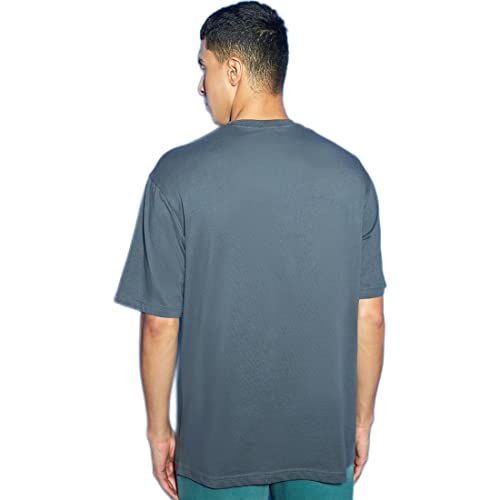 Image of Bewakoof Men's Solid Oversized Fit Half Sleeve Round Neck Cotton T-Shirt