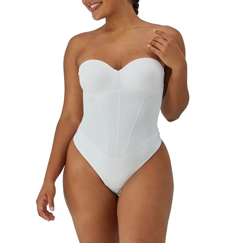 Image of Maidenform Women's Tummy Shaping Thong Bodysuit, Multiway Thong Shaper, Firm Control