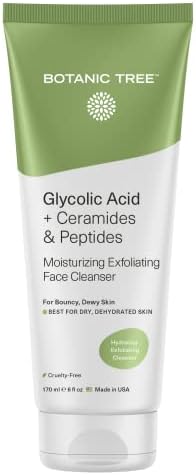 Botanic Tree Hydrating Exfoliating Cleanser with Glycolic Acid, Ceramides & Peptides, Gently exfoliate while hydrating skin for dewy bouncy skin