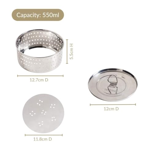 Image of Nestasia Stainless Steel Paneer Maker (550 ml) - Round Paneer Maker Mould Press with Lid | Rust Resistant Medium Paneer Strainer - Perfect for Fresh Paneer, Tofu & Sprouts
