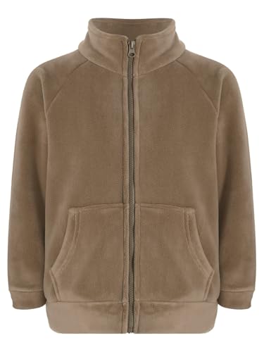 JEATHA Girls Fleece Jacket Kids Warm Thick Winter Coat Long Sleeve Stand Collar Full Zip Sweatshirt with Pockets