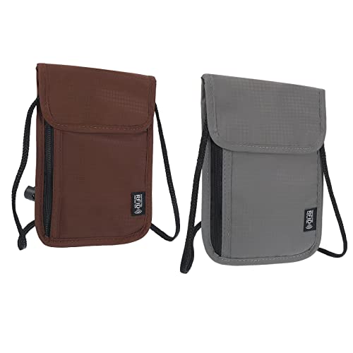 Pochette de cou voyage PATIKIL en nylon étanche avec blocage RFID pour passeport, lot de 2