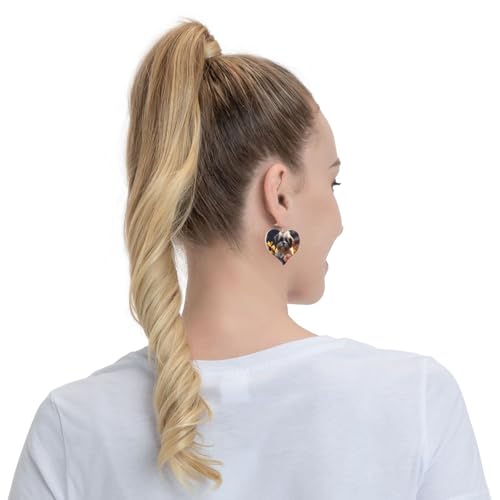 Shih Tzu Hunde- und Blumen-Leder-Ohrringe für Damen, Herz-Ohrringe, leicht, baumelnd, Schmuck, Geschenke