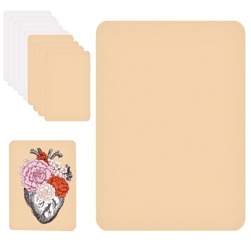 CINY 10 unidades Blank Tattoo Skin, Latex Microblading Practice Tattoo Skin, Novice beginners practice fake couro artificial Skin, Double Sided Practice Skin (5 peças brancas e 5 cores de pele)