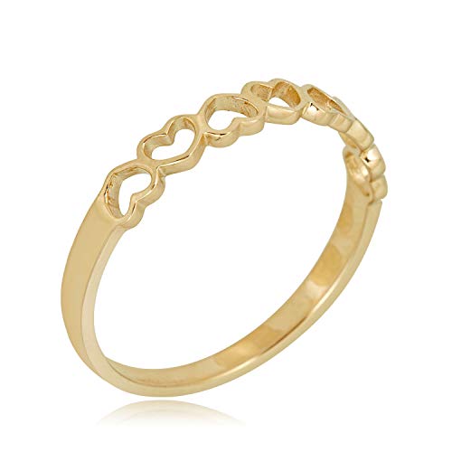 AVORA 10K Yellow Gold Polished Stackable Open Heart Ring - Size 3-8