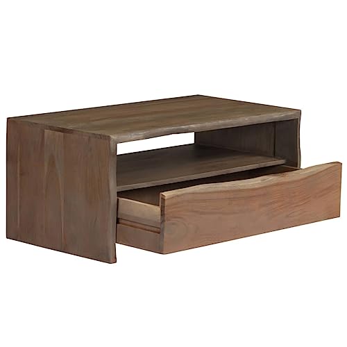 Table basse en bois d'acacia massif gris 90x50x40 cm pour salon