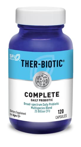 Klaire Labs Ther-Biotic Complete - 25 Billion CFU Probiotic Supplement - Gut Health, Digestive + Immune Support - Hypoallergenic Probiotics for Men + Women - Clean + Dairy-Free (120 Capsules)