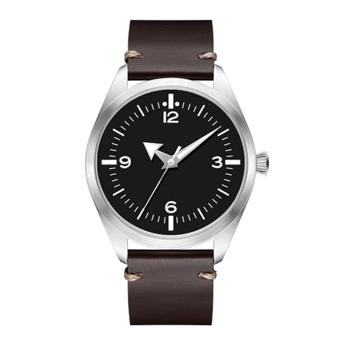 Boyarca Montre Pilote Aviateur pour Homme - Montre-bracelet mécanique automatique en acier inoxydable avec mouvement japonais rétro, étanche et lumineuse