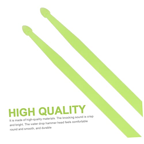 Baquetas luminosas LED para batería, color verde fluorescente, material nailon, tamaño 5A, 2 unidades, ideales para presentaciones nocturnas y escénicas miniatura 5