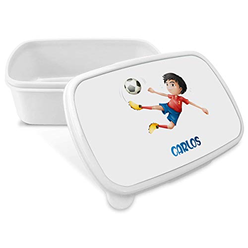 SAQUITOMAGICO Fiambrera/Caja de Merienda Personalizada con Nombre y/o Texto opcional.Diferentes diseños a elegir (FUTBOLISTA)