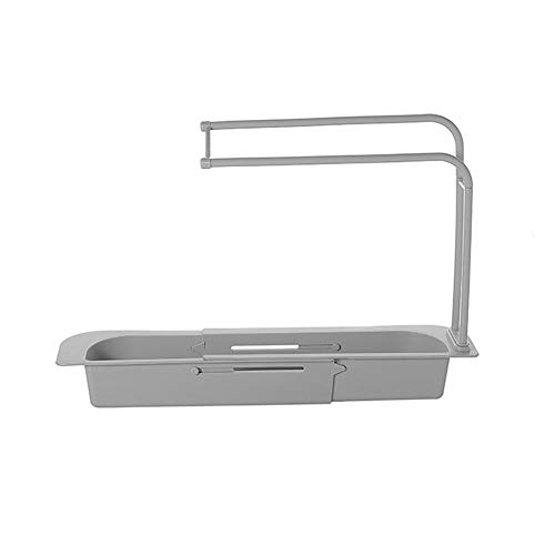 Ambility Telescopic Sink Rack Sink Drainer Rack Holder Expandable Storage Drain Basket Drain Rack Kitchen Sink Drainer Shelf for Kitchen Supplies Storage