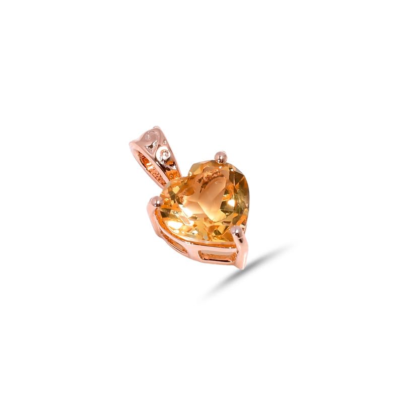 Citrine naturelle en cœur pendentif argent 925 facettes 8mm