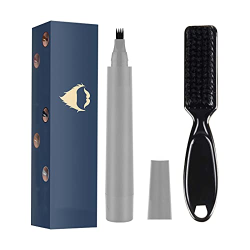 IETONE 10 Pcs Beard Pencil Filler, Beard Filling Pen Kit, Barber Pencil with Brush, Salon Facial Hair Styling Eyebrow Tool, Male Mustache Repair Accessories for Home and Travel Man Shaving Tools, Grey