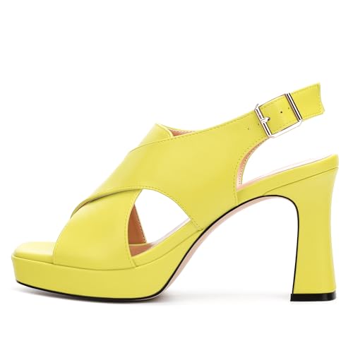 Platform Sandals, Buckle Slingback High Heels for Women, Square Open Toe Fashion Solid Block Heeled Sandal2