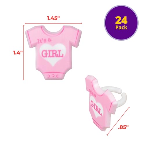 Pink Girl Baby Onesie Cupcake Decoration Toppers | 24 Pack Party Cake Rings by DecoPac - Used condition - Image 3