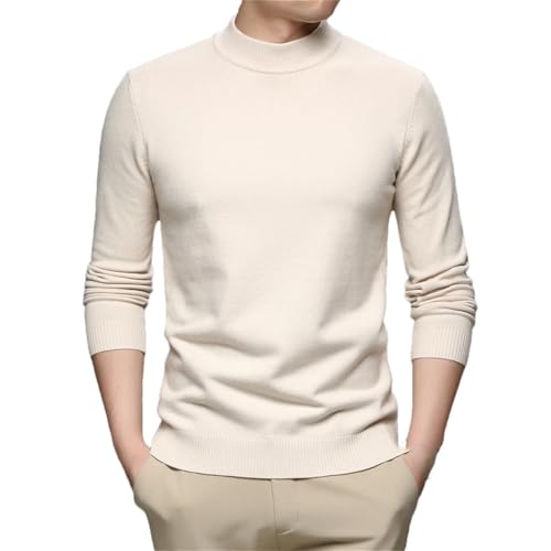 Men Thick Warm Mock Neck Pullover Sweater Solid Slim Fit Long Sleeve Knit Casual Tops
