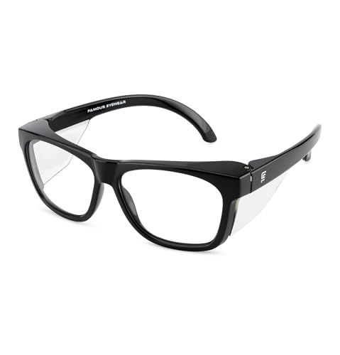 Image of FAMOUS Prescription Safety Eyeglass Frames with Clear Side Shield Replaceable Lens Single Vision, Bifocal & Progressive Lens Support TPU & Polycarbonate Impact-Resistant Frame Industrial & Daily Use