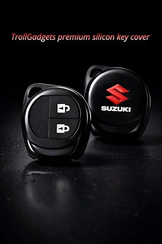 Image of TrollGadgets️ Premium Metal Car Key Cover Compatible for Maruti Suzuki Swift | Dzire | Baleno | Ertiga | WagonR | Celerio | Alto | Brezza | Ignis | S-Presso | Fronx (2 Button Remote Key) (Silicon)