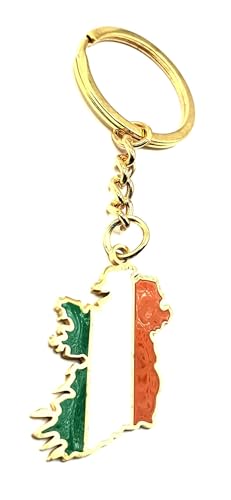 SNS Components Porte-clés en métal émaillé avec carte irlandaise de l'Irlande Europe Europe Eire Royaume-Uni Drapeau de pays Doré, multicolore, taille unique
