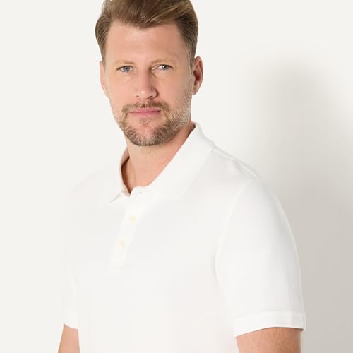 Amazon Essentials Men's Regular Fit Interlock Polo Shirt, White, Large - image 4