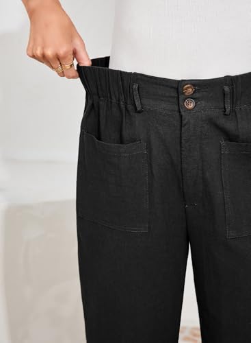Dokotoo Linen Pants Women Casual Cotton Capri Pants High Waisted Harem Trouser Summer Slacks with Pockets Fall Clothes3