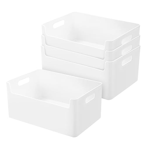 LYLIDIA 4 Stück Aufbewahrungsbox Küche Bad Körbe Kunststoff 25 cm...