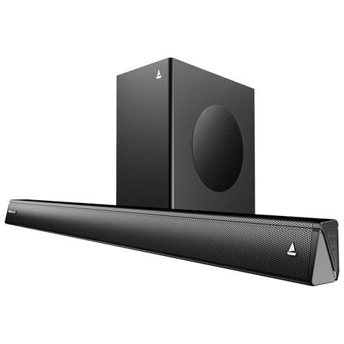 Image of Boat Aavante 2.1 2000D, Dolby Audio, 200W Signature Sound, 2.1CH Wired Subwoofer,Multiple Ports & EQ Modes, Bluetooth Sound bar, Home Theatre Soundbar Speaker (Premium Black)