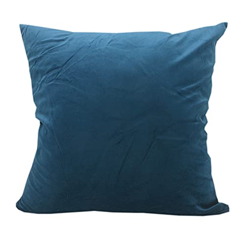 ベルベット クッションカバー ソファー 純色 ビロード 抱き枕カバー 座布団カバー (ダークブルー, 60x60cm)